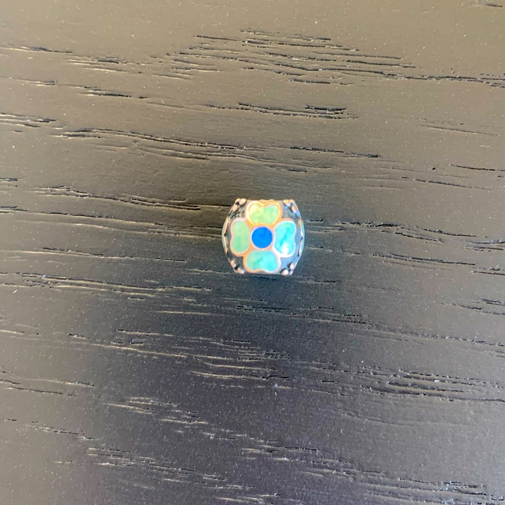 Blue Pandora enamel silver bead